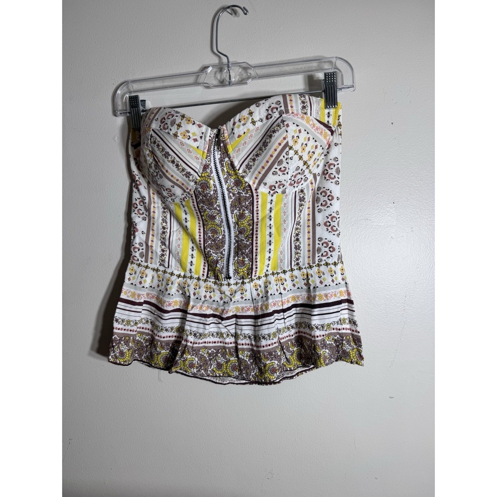 American Rag Corset Size S Yellow White Brown Bustiers Top Floral